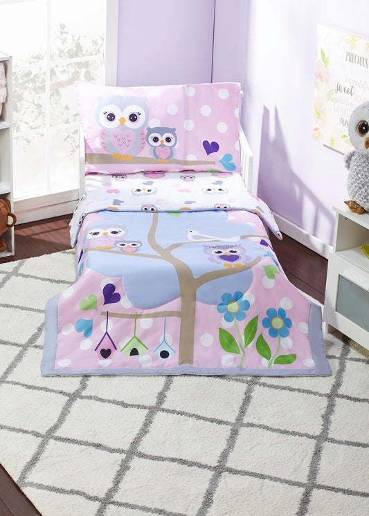 EVERYDAY KIDS 4 Piece Toddler Bedding Set - Woodland Owls