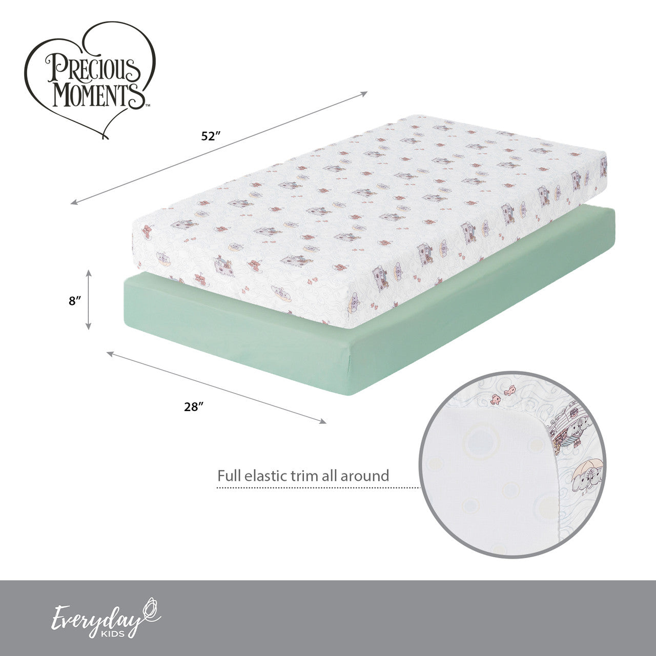Precious Moments Boys 2 Pack Fitted Crib Sheet