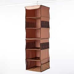 Samsonite Swivel Hanging 6 Tier Shelf Organizer, Large, Brown/Tan