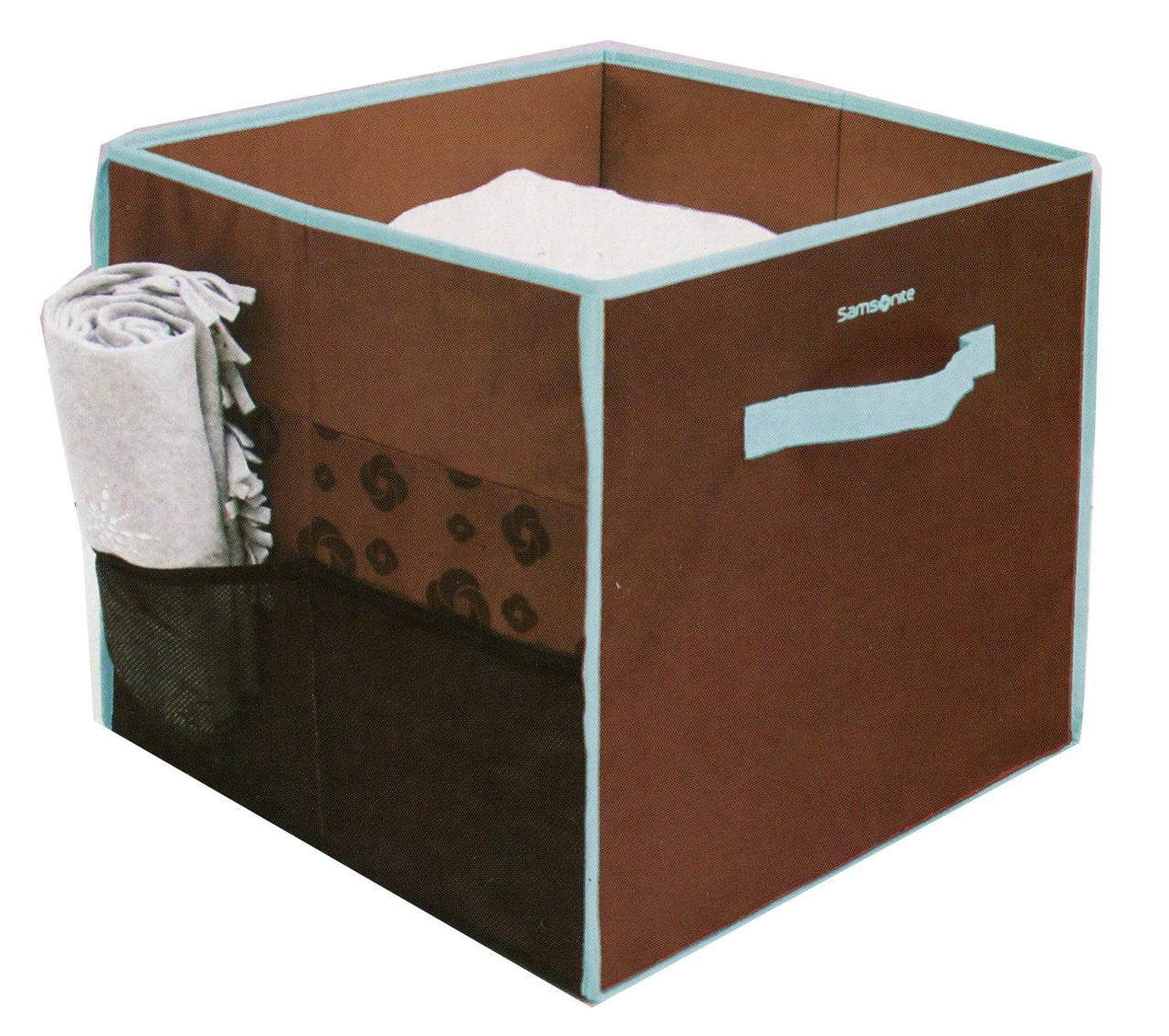 Samsonite Vanderbilt Home Collection Collapsible Storage Bin, Brown/Aqua