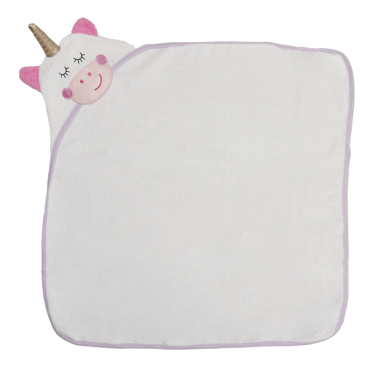 EVERYDAY KIDS Hooded Baby Toddler Bath Towel - White Unicorn with Horn