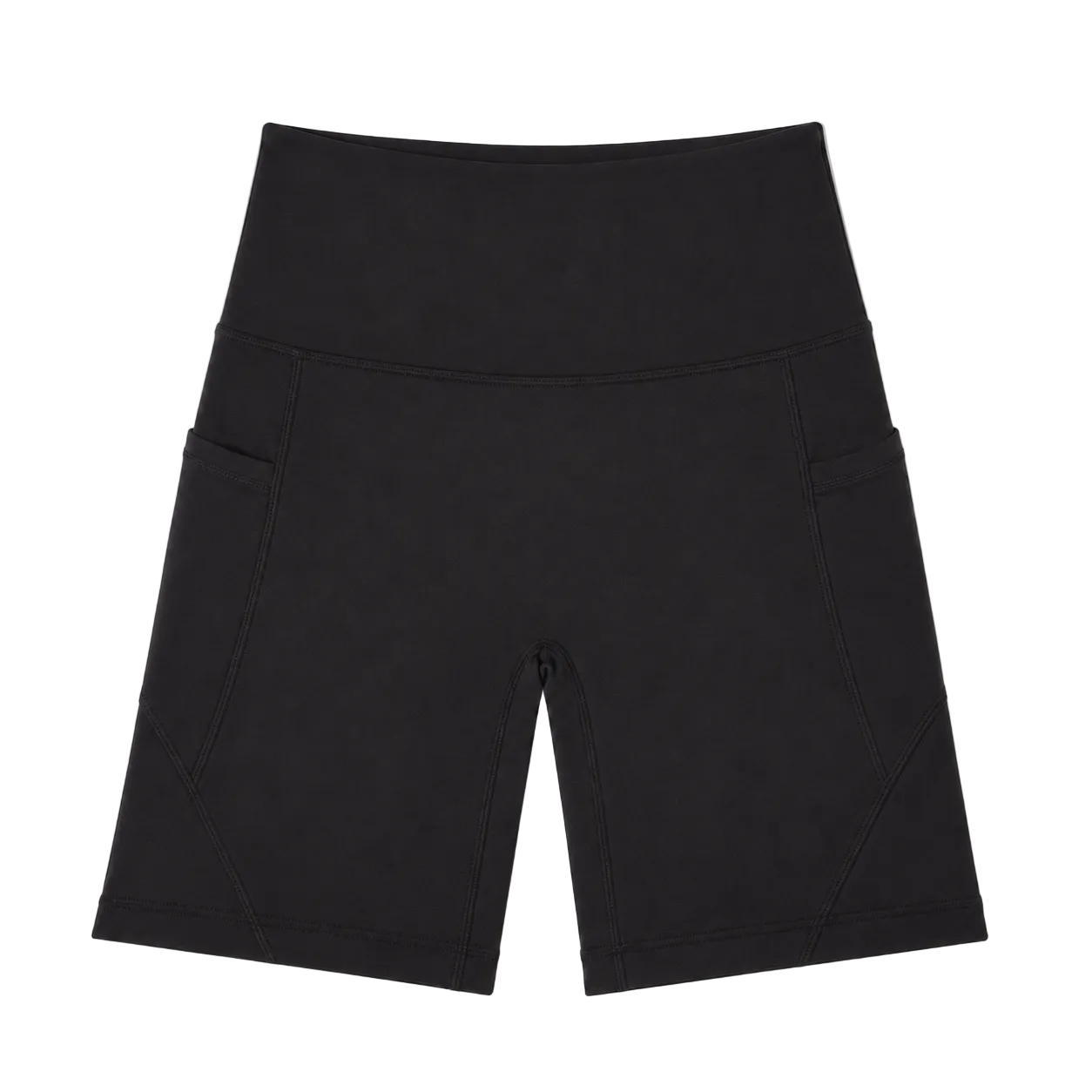 New York Laundry Women's 7-Inch High-Waisted Biker Shorts with Side Pockets, Jet Black