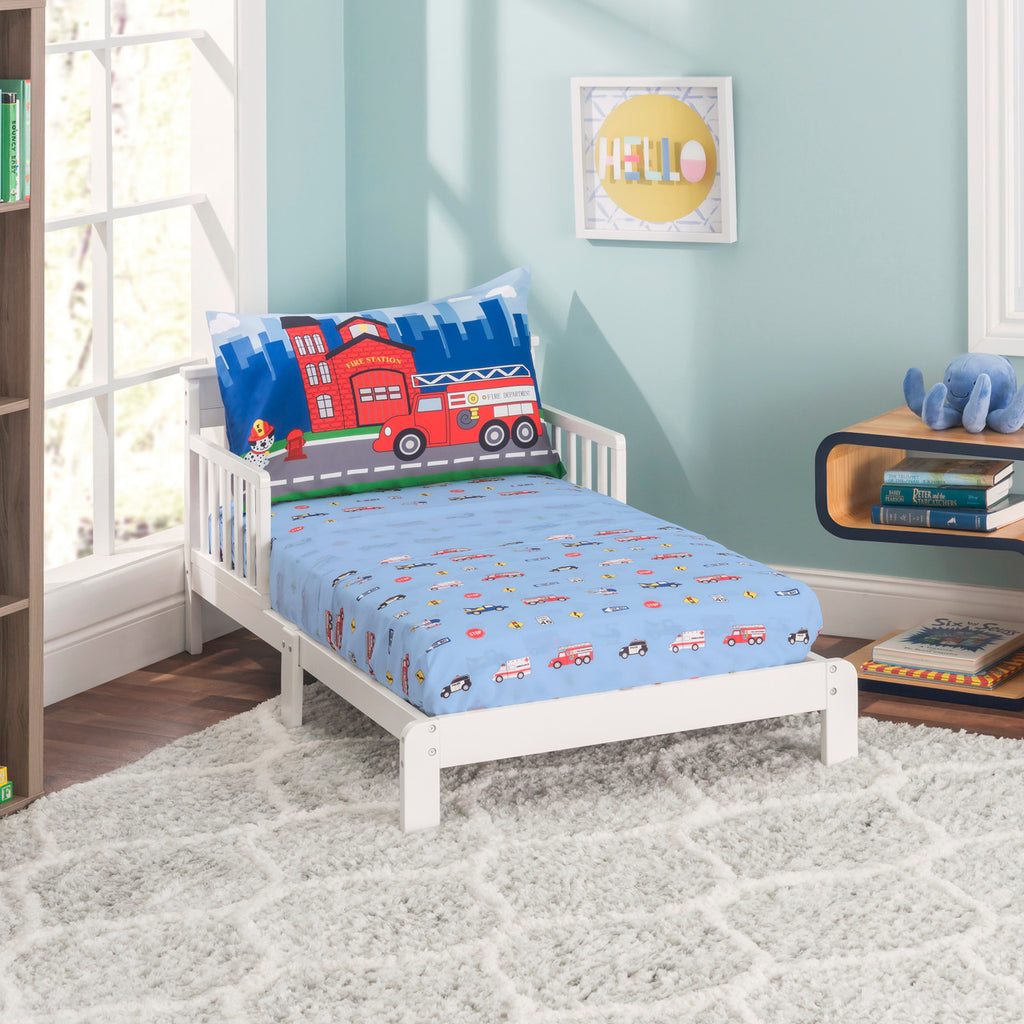 Everyday Kids 4 Piece Toddler Bedding Set - Fire and Police Rescue