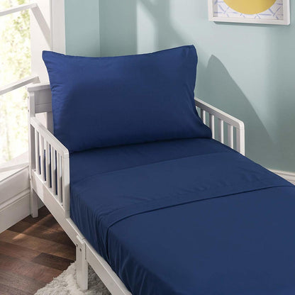 Everyday Kids 4 Piece Toddler Bedding Set - Solid Navy