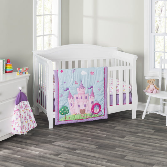 Everyday Kids 4 Piece Girls Crib Bedding Set -Princess Storyland