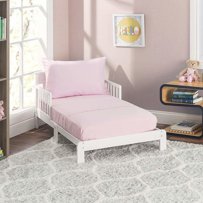 Everyday Kids 4 Piece Toddler Bedding Set - Solid Pink