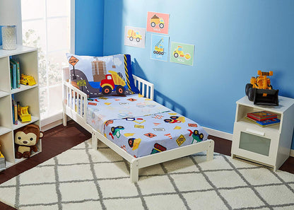 Everyday Kids 4 Piece Toddler Bedding Set - Under Construction