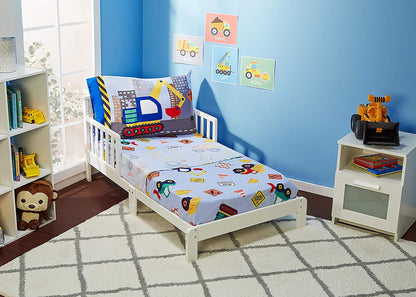 Everyday Kids 4 Piece Toddler Bedding Set - Under Construction
