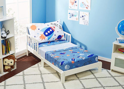 Everyday Kids 4 Piece Toddler Bedding Set - Outer Space Adventures
