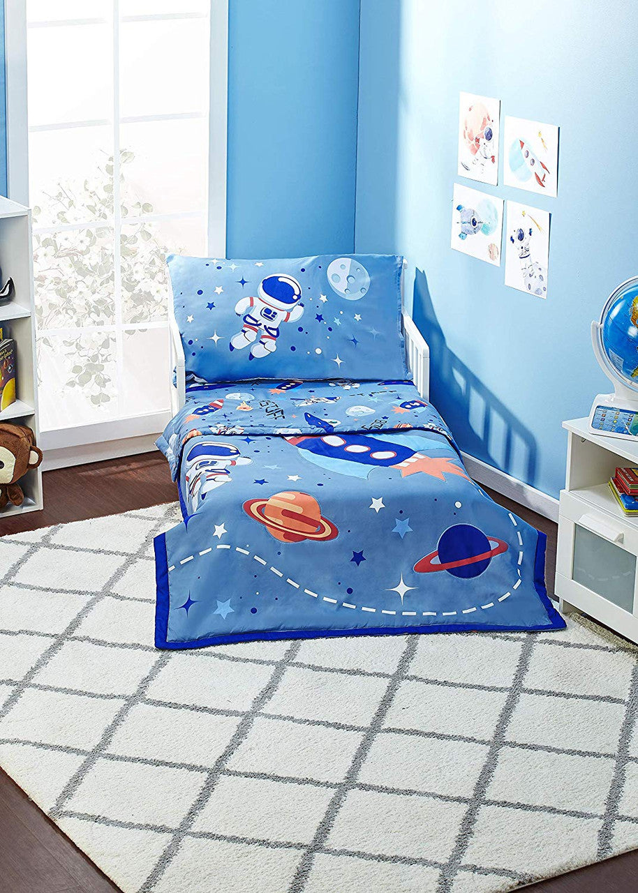 Everyday Kids 4 Piece Toddler Bedding Set - Outer Space Adventures
