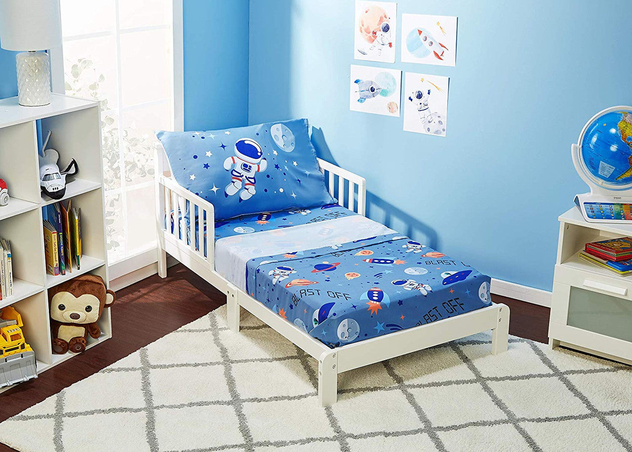 Everyday Kids 4 Piece Toddler Bedding Set - Outer Space Adventures