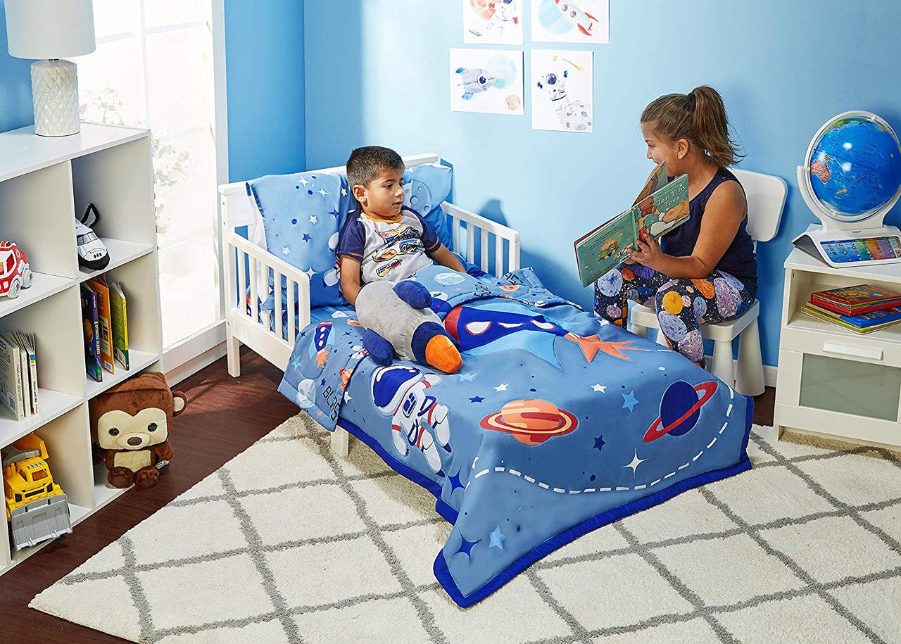 Everyday Kids 4 Piece Toddler Bedding Set - Outer Space Adventures