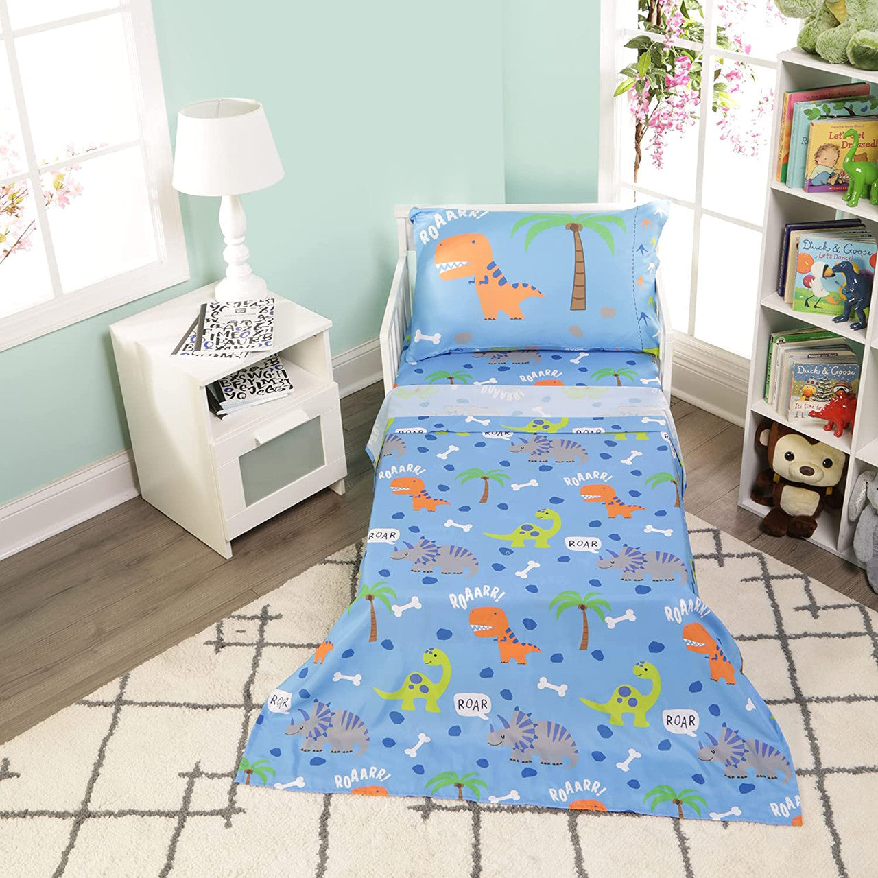 Everyday Kids 4 Piece Dinosaurs Toddler Bedding Set