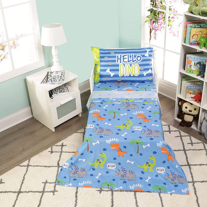 Everyday Kids 4 Piece Dinosaurs Toddler Bedding Set