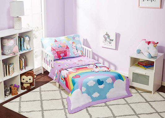 Everyday Kids 4 Piece Toddler Bedding Set - Unicorn Dreams