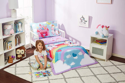 Everyday Kids 4 Piece Toddler Bedding Set - Unicorn Dreams