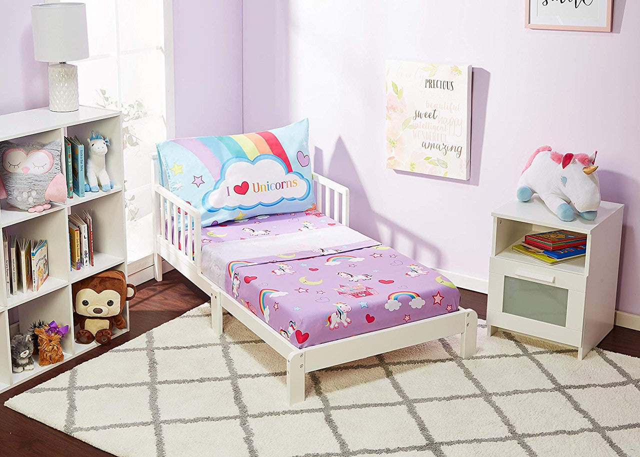 Everyday Kids 4 Piece Toddler Bedding Set - Unicorn Dreams