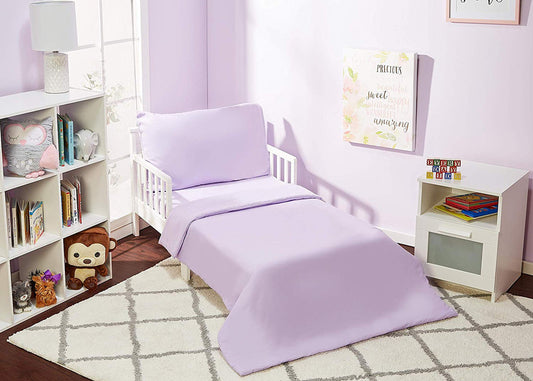 Everyday Kids 4 Piece Toddler Bedding Set - Solid Purple