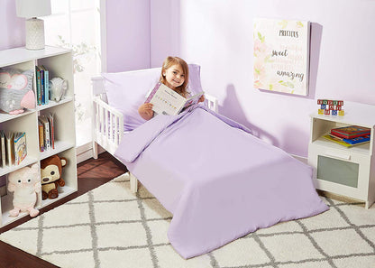 Everyday Kids 4 Piece Toddler Bedding Set - Solid Purple