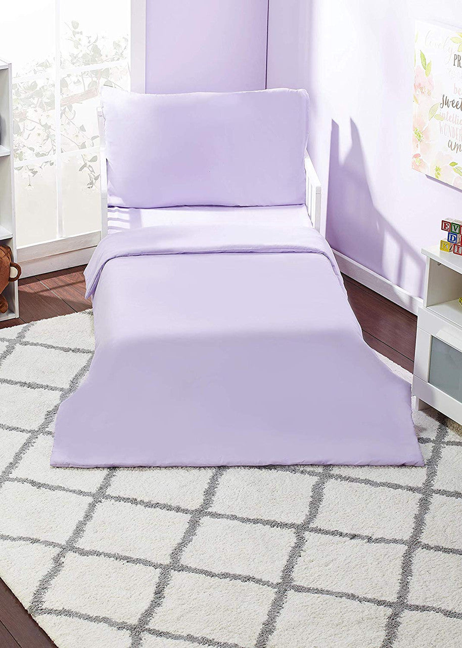 Everyday Kids 4 Piece Toddler Bedding Set - Solid Purple