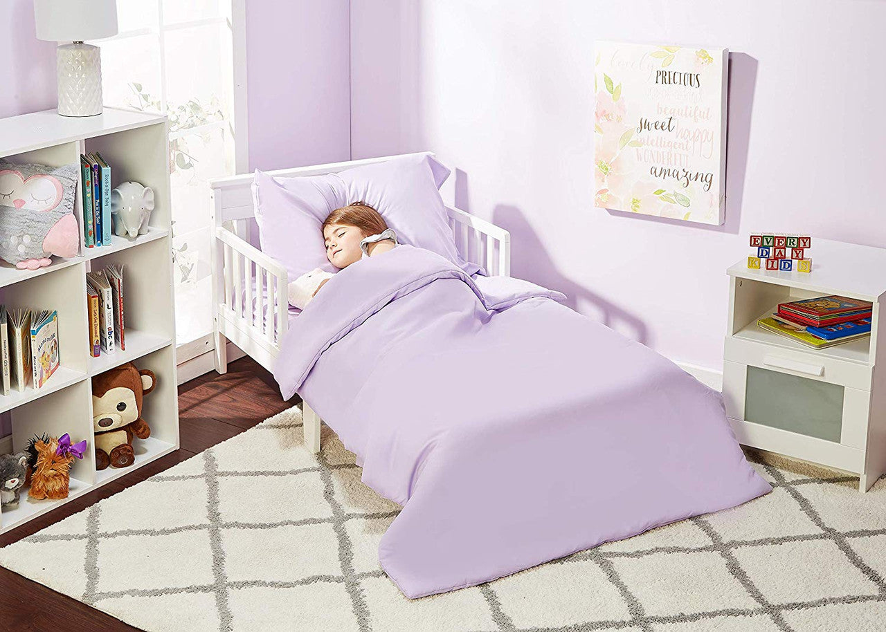Everyday Kids 4 Piece Toddler Bedding Set - Solid Purple