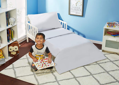 Everyday Kids 4 Piece Toddler Bedding Set - Solid Grey