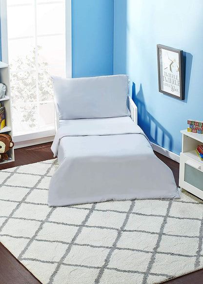Everyday Kids 4 Piece Toddler Bedding Set - Solid Grey