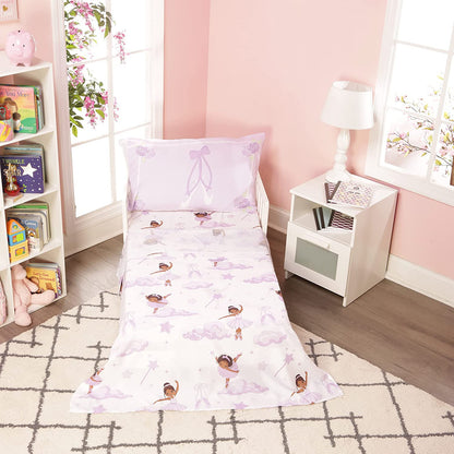 Everyday Kids 4 Piece African American Ballerina Toddler Bedding Set