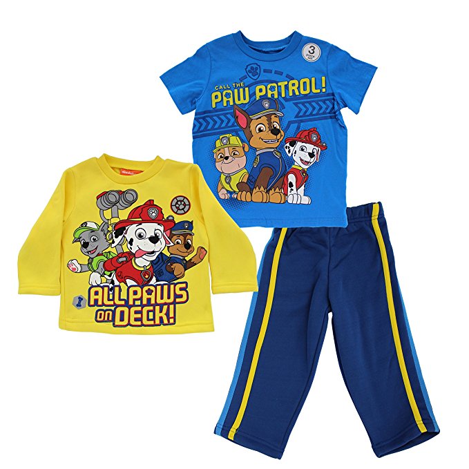 Paw Patrol "All Paws on Deck" 3-Piece Toddler Shirts & Pants Set