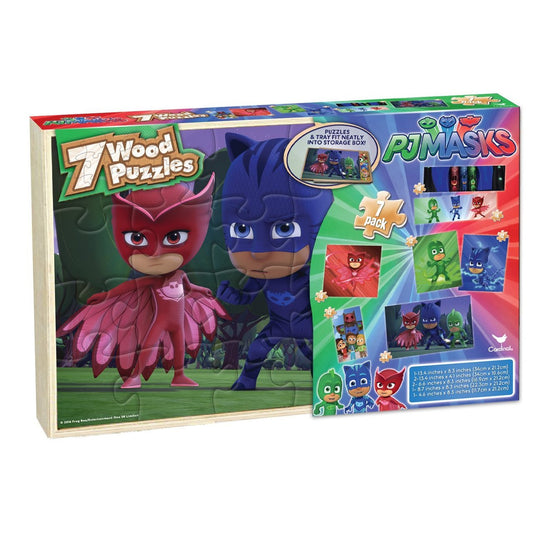 PJ Masks 7 Wood Puzzles In Wooden Storage Box