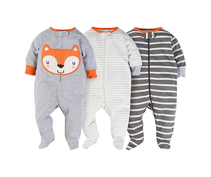 Sleep N Play Sleepers 3Pk (6/9M , Fox)