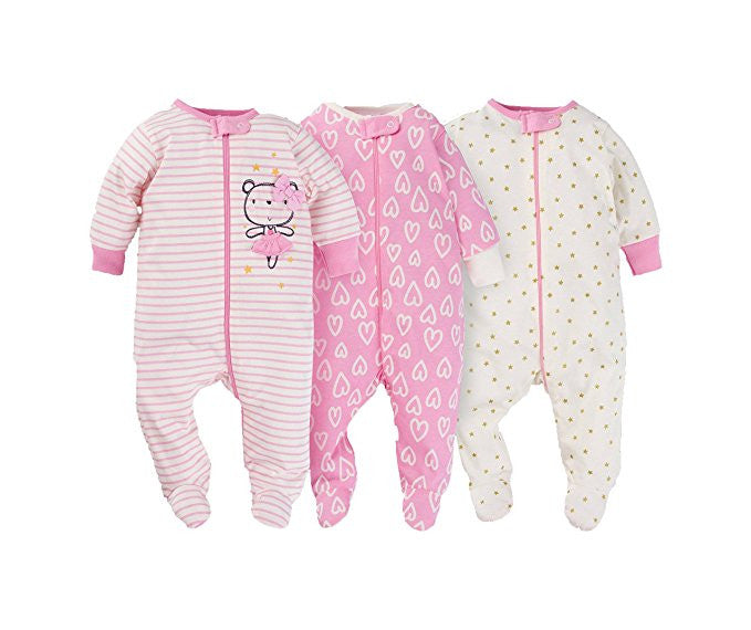 Sleep N Play Sleepers 3Pk (6/9M, Ballerina)