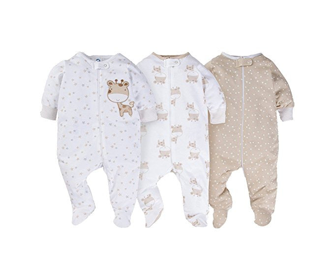 Sleep N Play Sleepers 3Pk (6/9M, Giraffe/Stars)