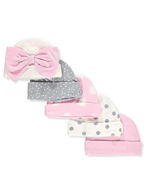 Baby Girls' 5pk Cap Set - Bunny 0-6M