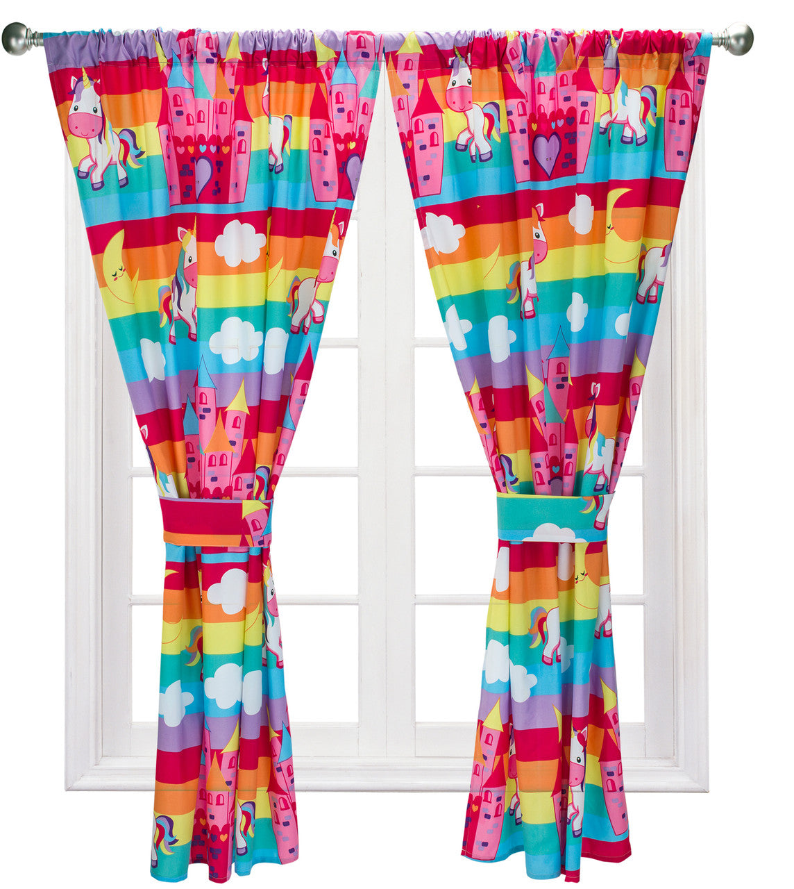 Unicorn Dreams 4 Piece (2 Panels, 2 Tiebacks) Drapes