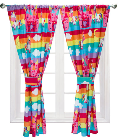 Unicorn Dreams 4 Piece (2 Panels, 2 Tiebacks) Drapes
