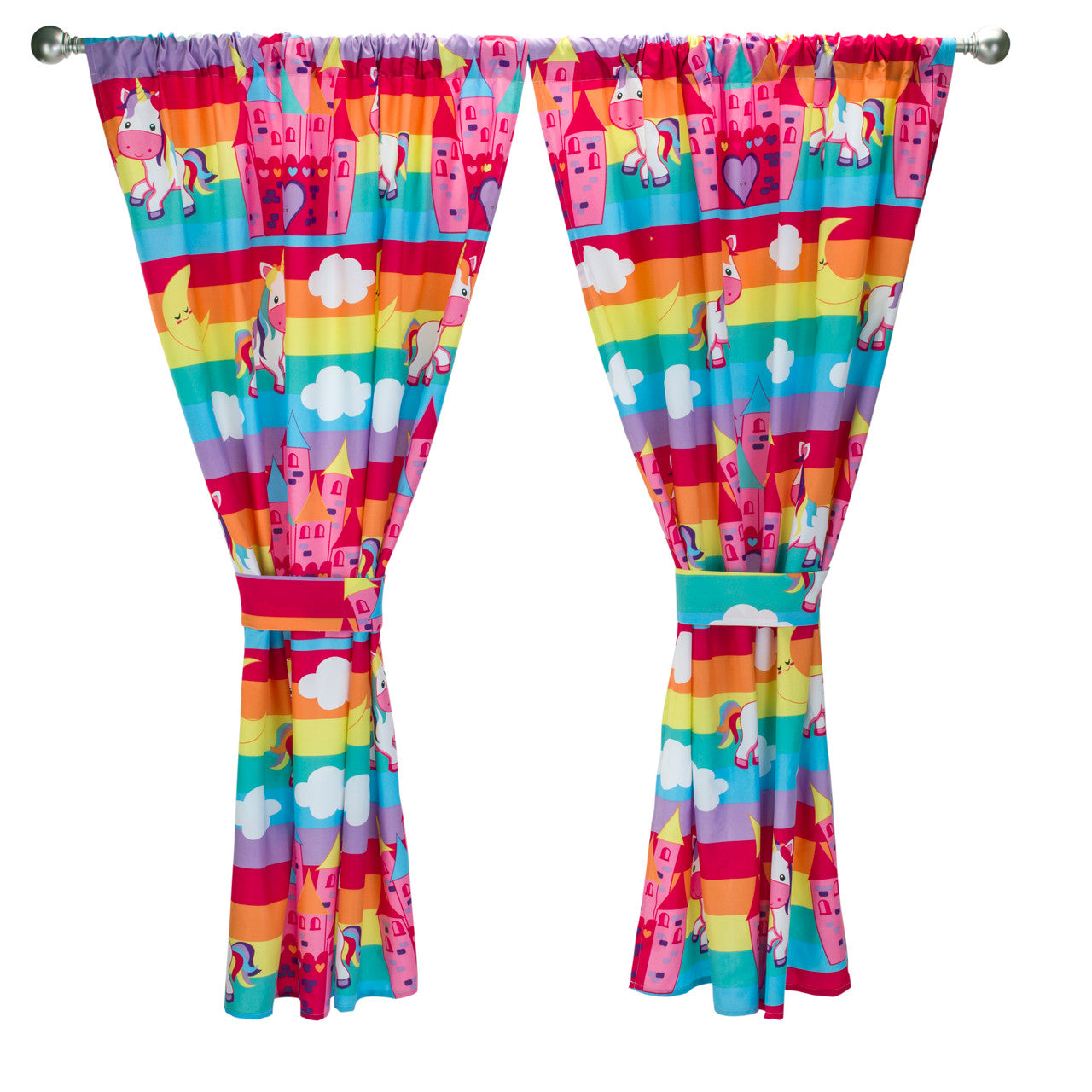 Unicorn Dreams 4 Piece (2 Panels, 2 Tiebacks) Drapes