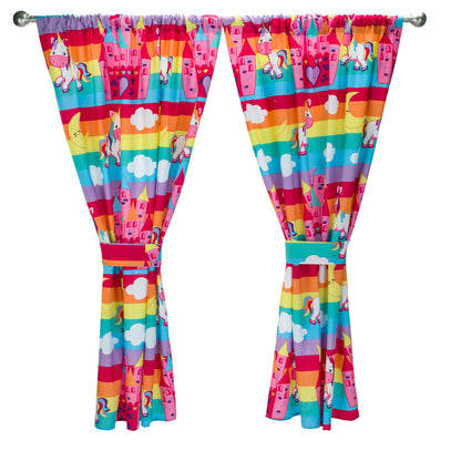Unicorn Dreams 4 Piece (2 Panels, 2 Tiebacks) Drapes
