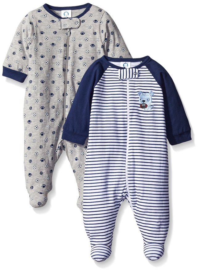 Gerber Baby Boy 2-Pack Zip Up Sleep N' Play Footies