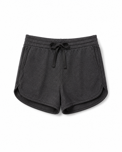 New York Laundry Women's 3-Inch Running Shorts with Drawstring Waistband and Pockets, Charcoal Heather