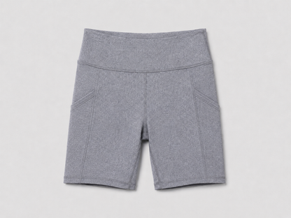 New York Laundry Women's 7-Inch High-Waisted Biker Shorts with Side Pockets, Heather Grey