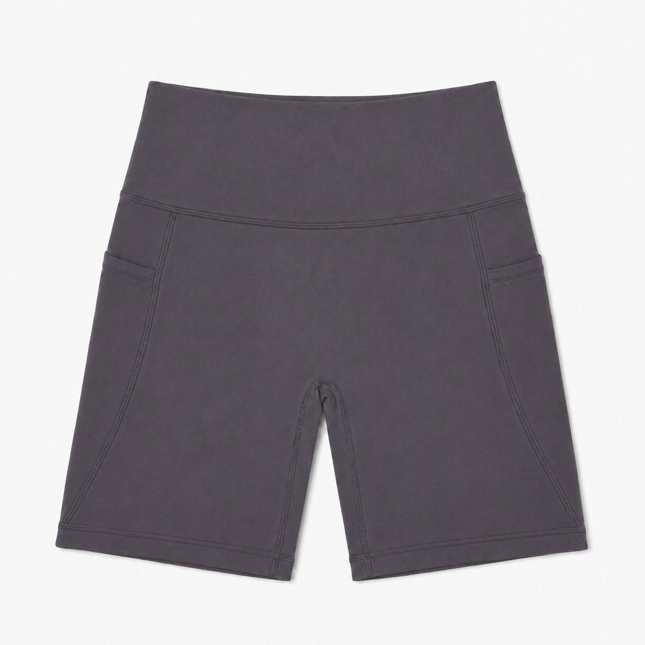 New York Laundry Women's 7-Inch High-Waisted Biker Shorts with Side Pockets, Charcoal Grey