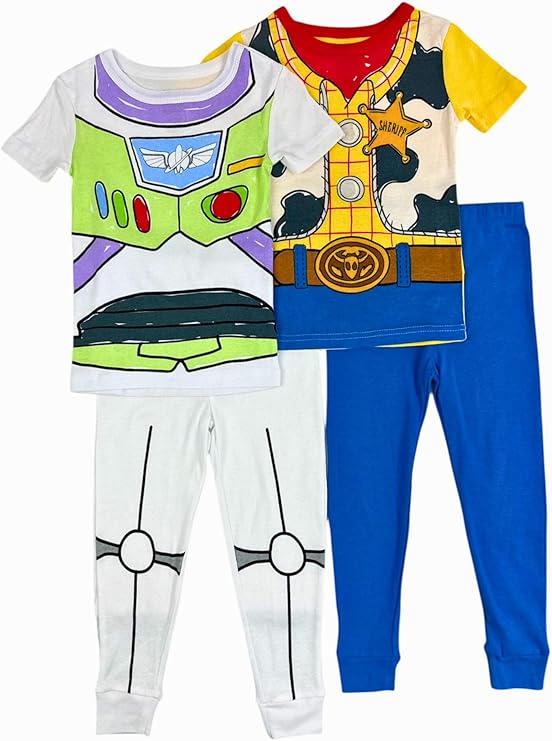 Disney Toy Story Boys 4-Piece Pajama Set – Buzz Lightyear and Woody