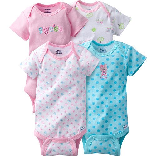 Gerber Baby Girls "Sweet Cutie" 4-Pack Onesies