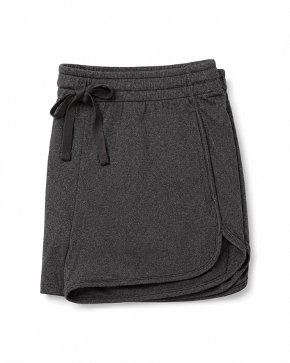 New York Laundry Women's 3-Inch Running Shorts with Drawstring Waistband and Pockets, Charcoal Heather
