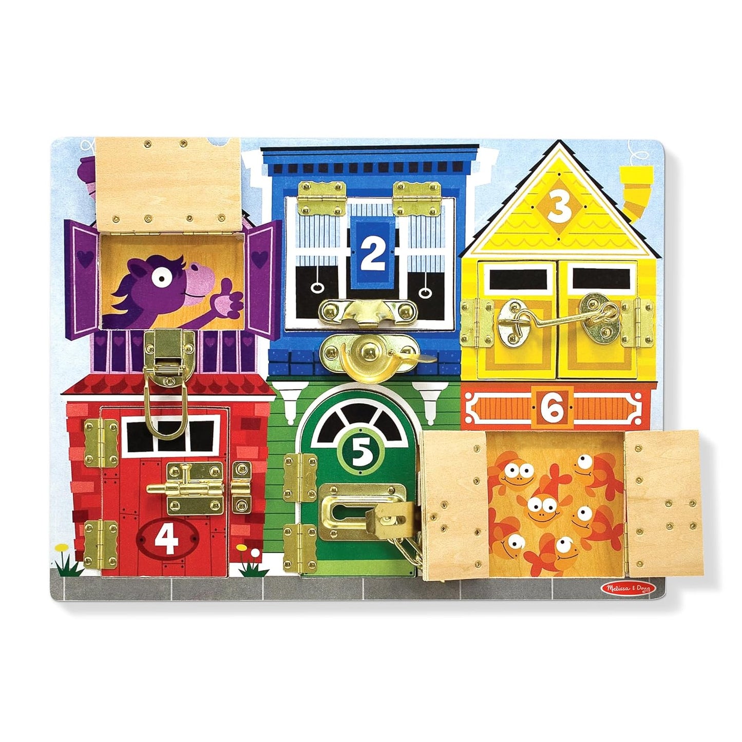 Melissa & Doug Latches Board Wooden Activity Toy with Doors & Locks