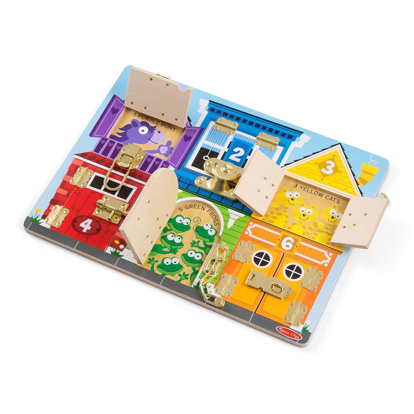 Melissa & Doug Latches Board Wooden Activity Toy with Doors & Locks