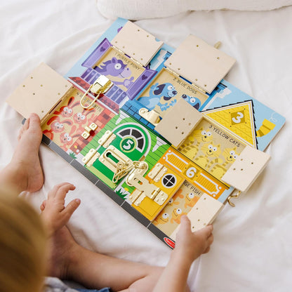 Melissa & Doug Latches Board Wooden Activity Toy with Doors & Locks