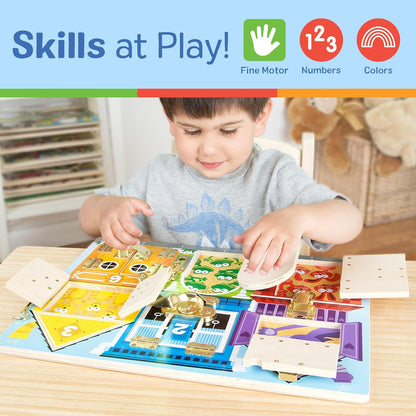 Melissa & Doug Latches Board Wooden Activity Toy with Doors & Locks