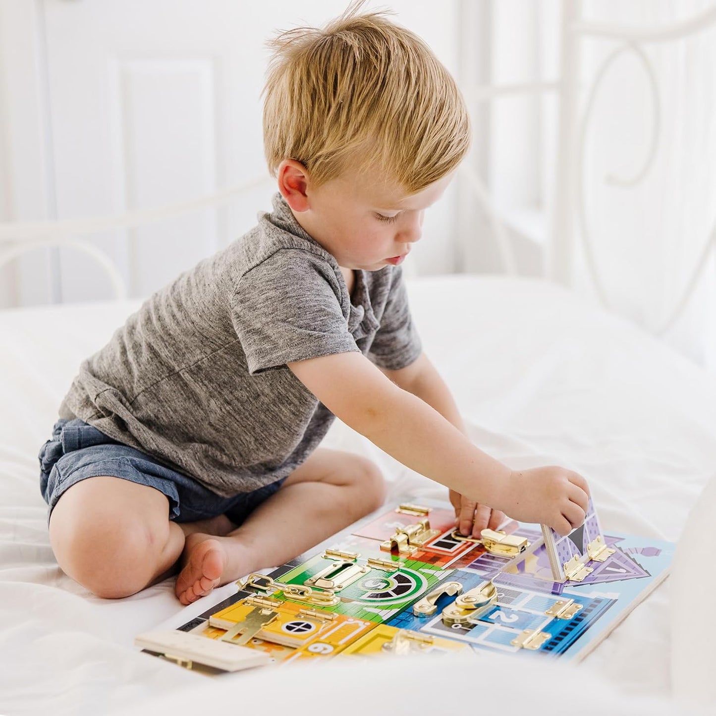 Melissa & Doug Latches Board Wooden Activity Toy with Doors & Locks